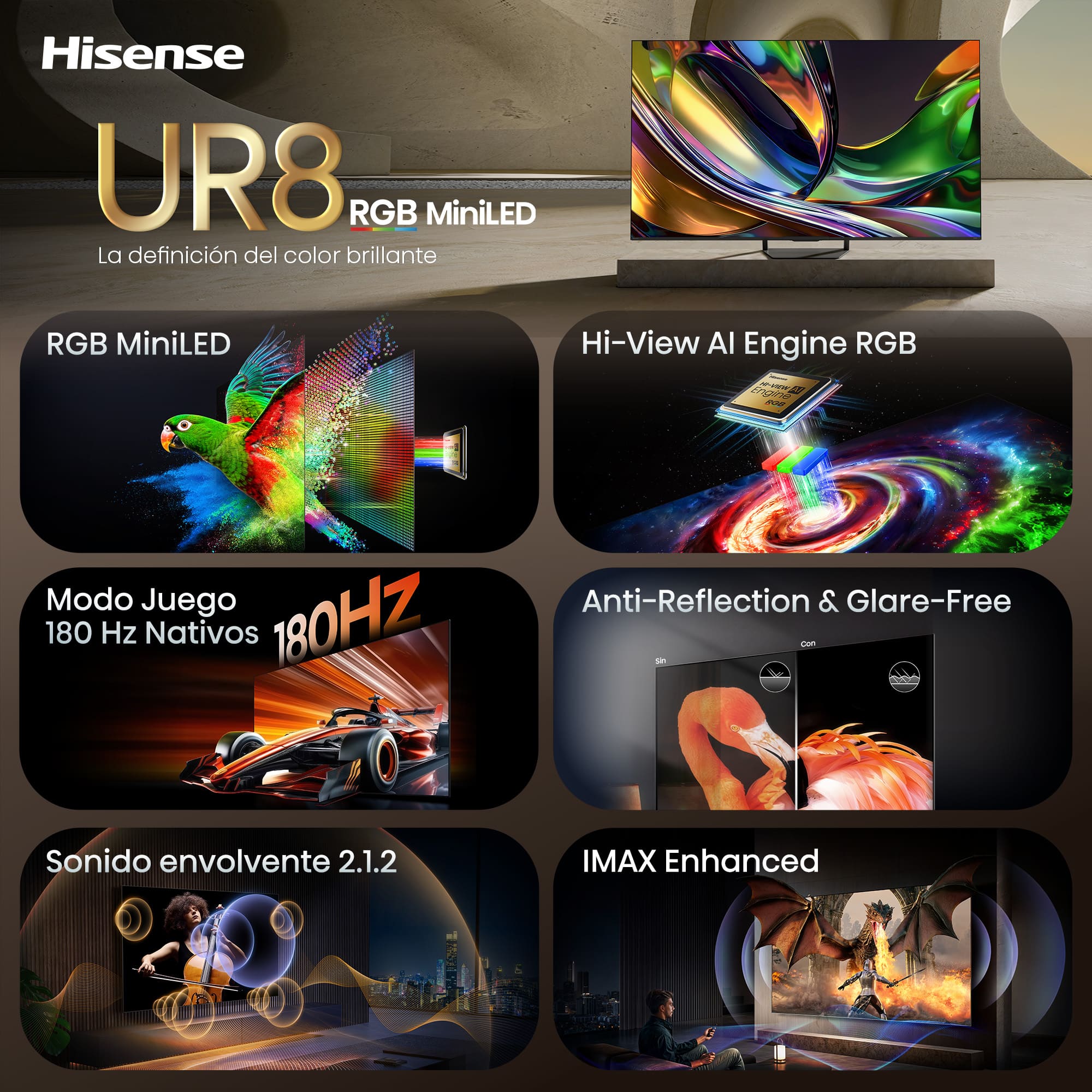 Hisense - Serie UR8 RGB MiniLED Hisense TV 100UR8S