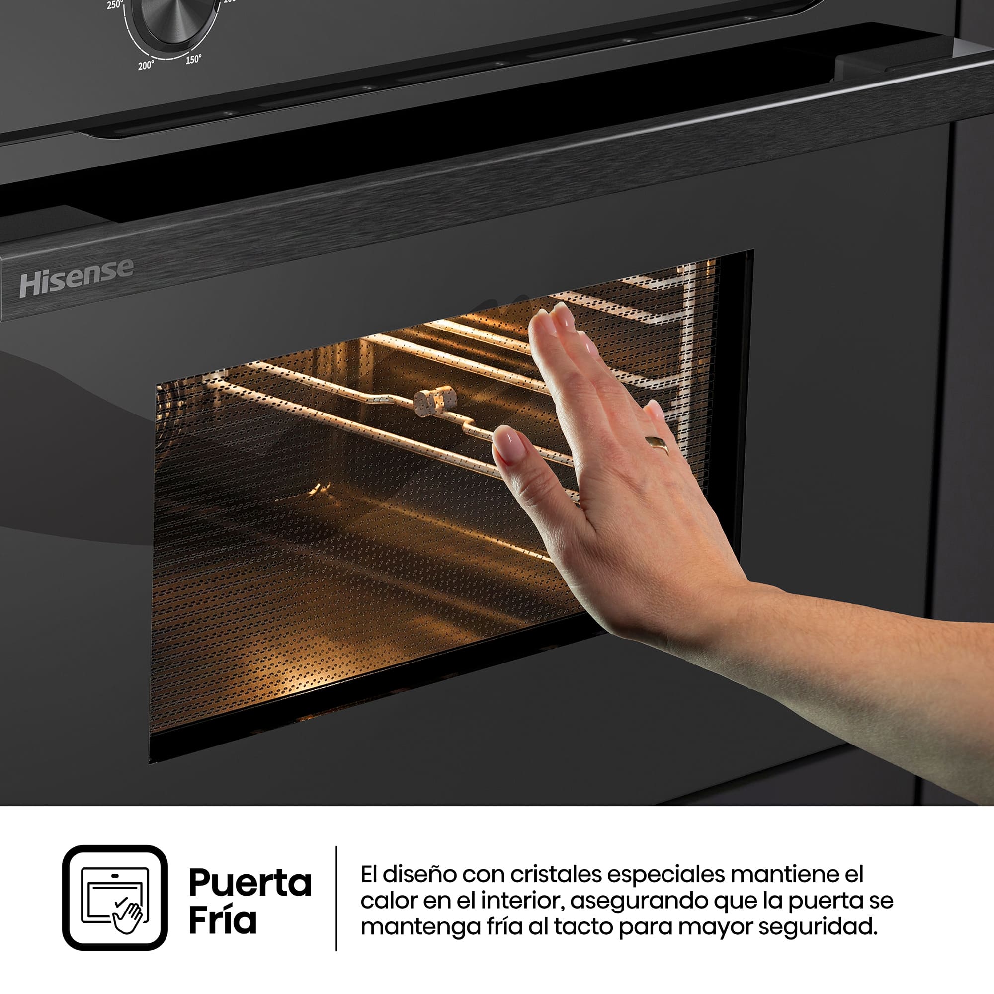 Hisense - BI44221ABG – Horno Compacto, Clase A, Capacidad 49L, Color Cristal Negro