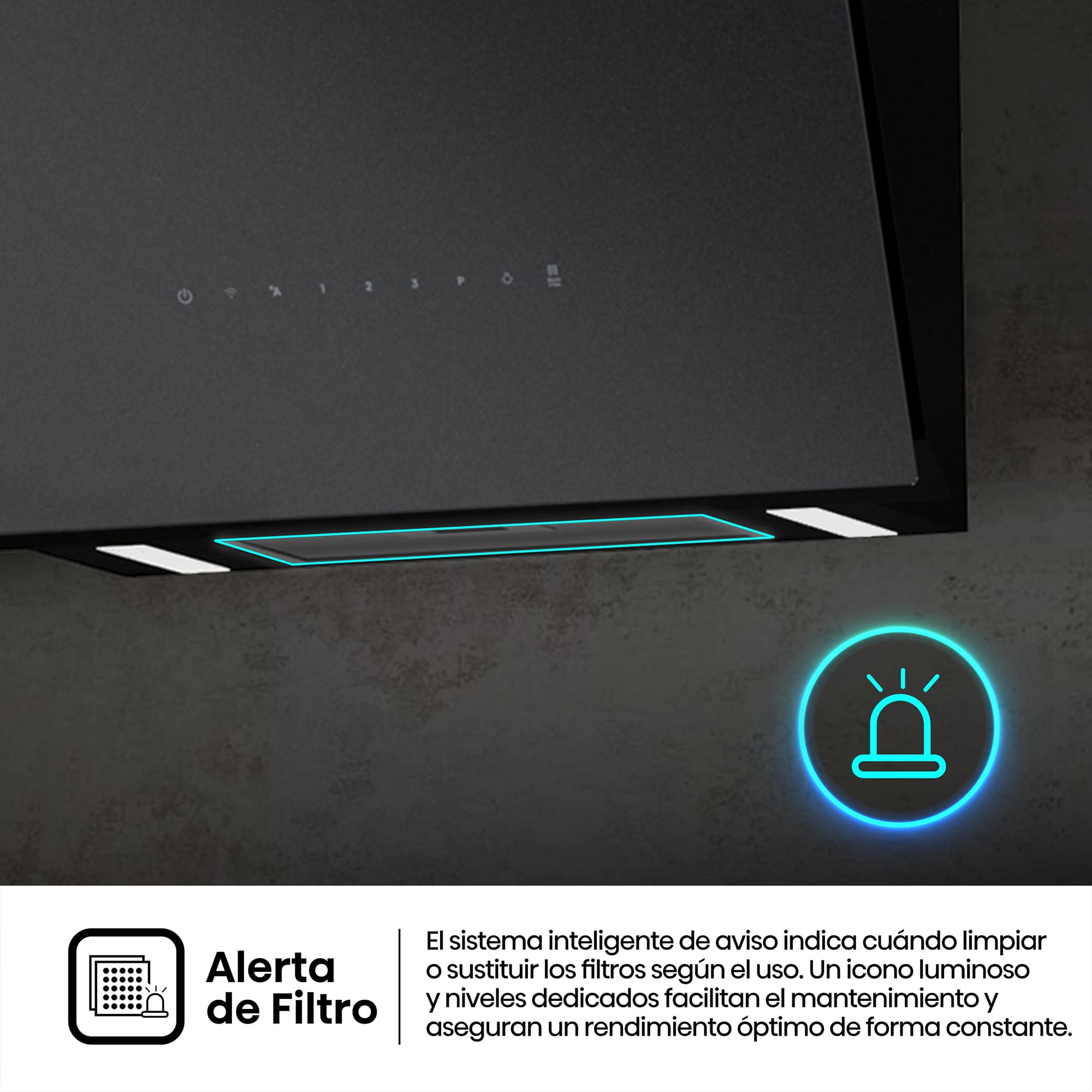 Hisense - CH6IN6226MB – Campana Decorativa 60Cm, Clase A+, Capacidad 485M³/H, Color Negro Mate
