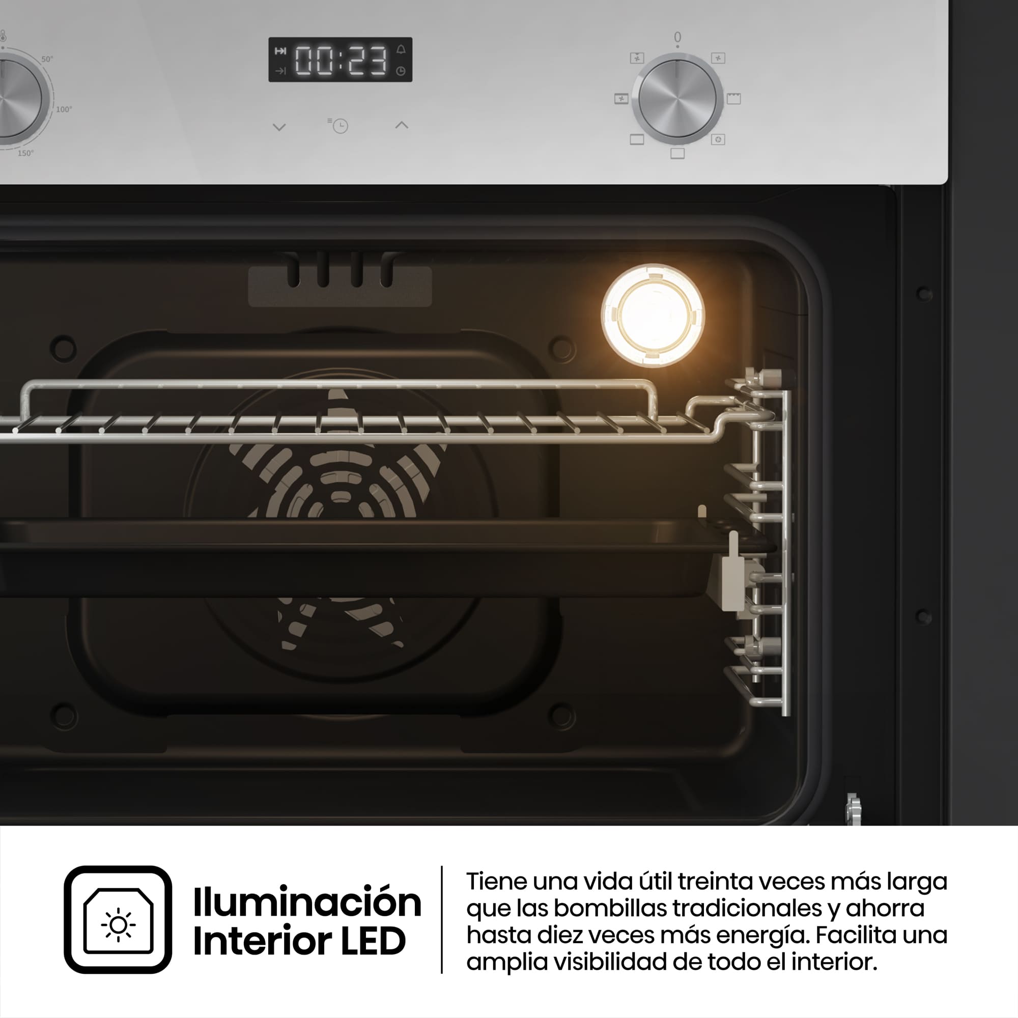 Hisense - BI44221AWG – Horno Compacto, Clase A, Capacidad 49L, Color Cristal Blanco