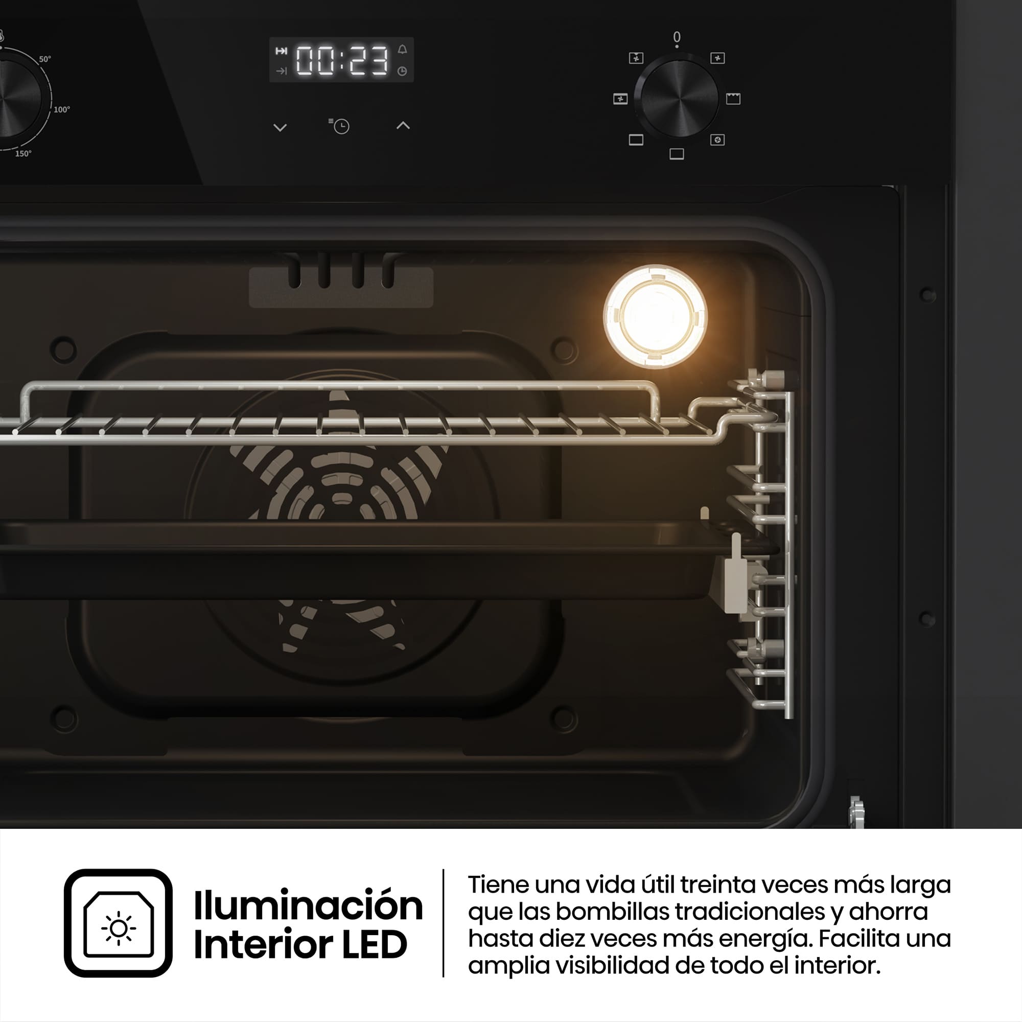 Hisense - BI44221ABG – Horno Compacto, Clase A, Capacidad 49L, Color Cristal Negro