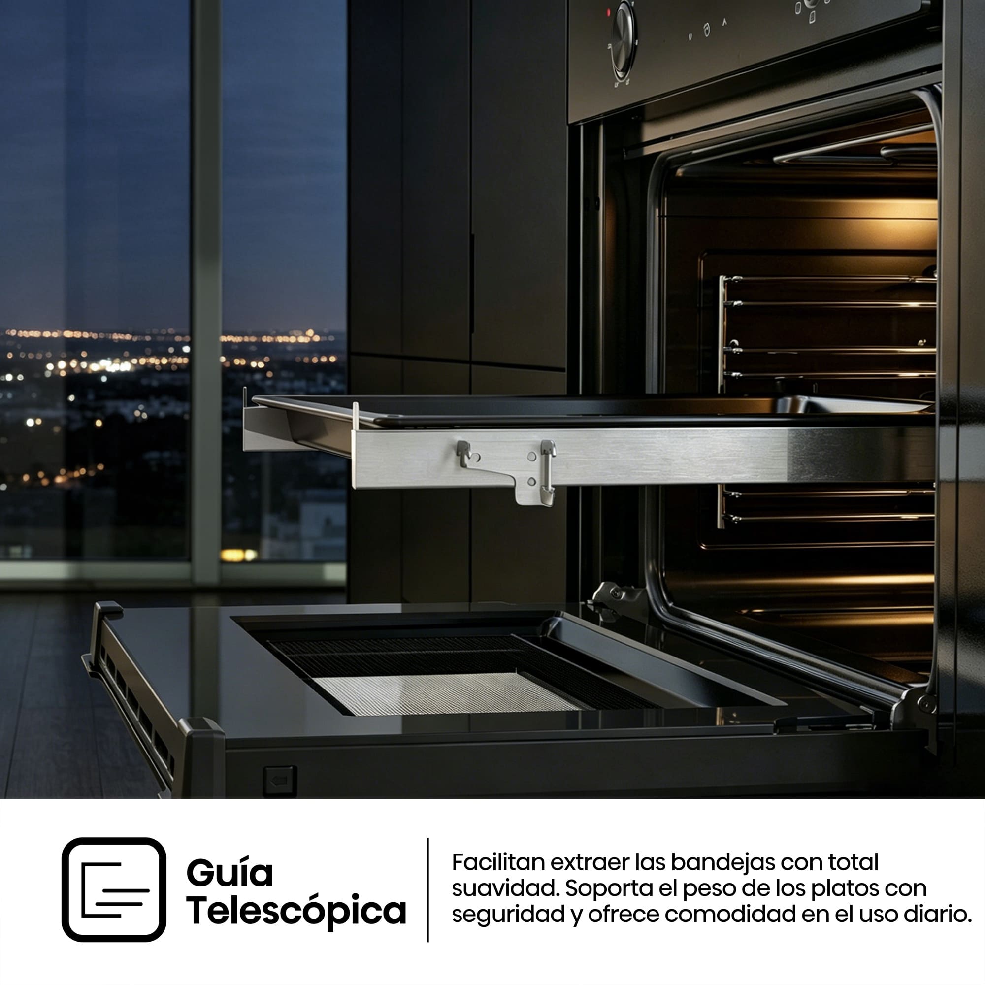 Hisense - BI44221ABG – Horno Compacto, Clase A, Capacidad 49L, Color Cristal Negro
