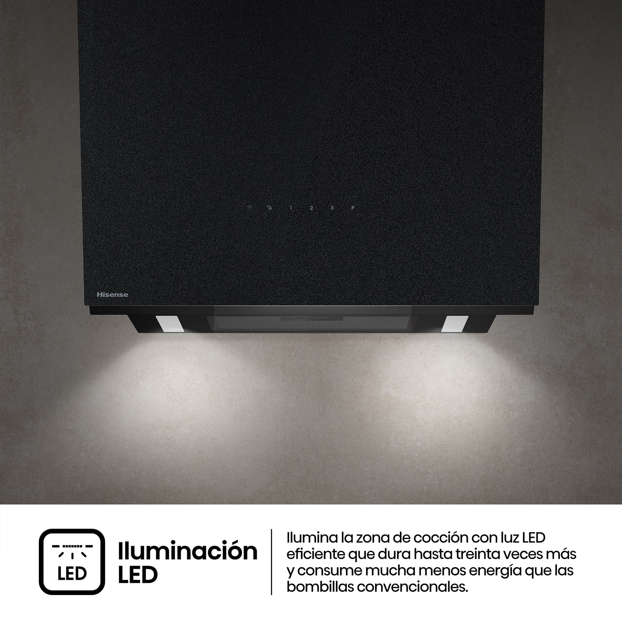 Hisense - CH6IN6226MB – Campana Decorativa 60Cm, Clase A+, Capacidad 485M³/H, Color Negro Mate