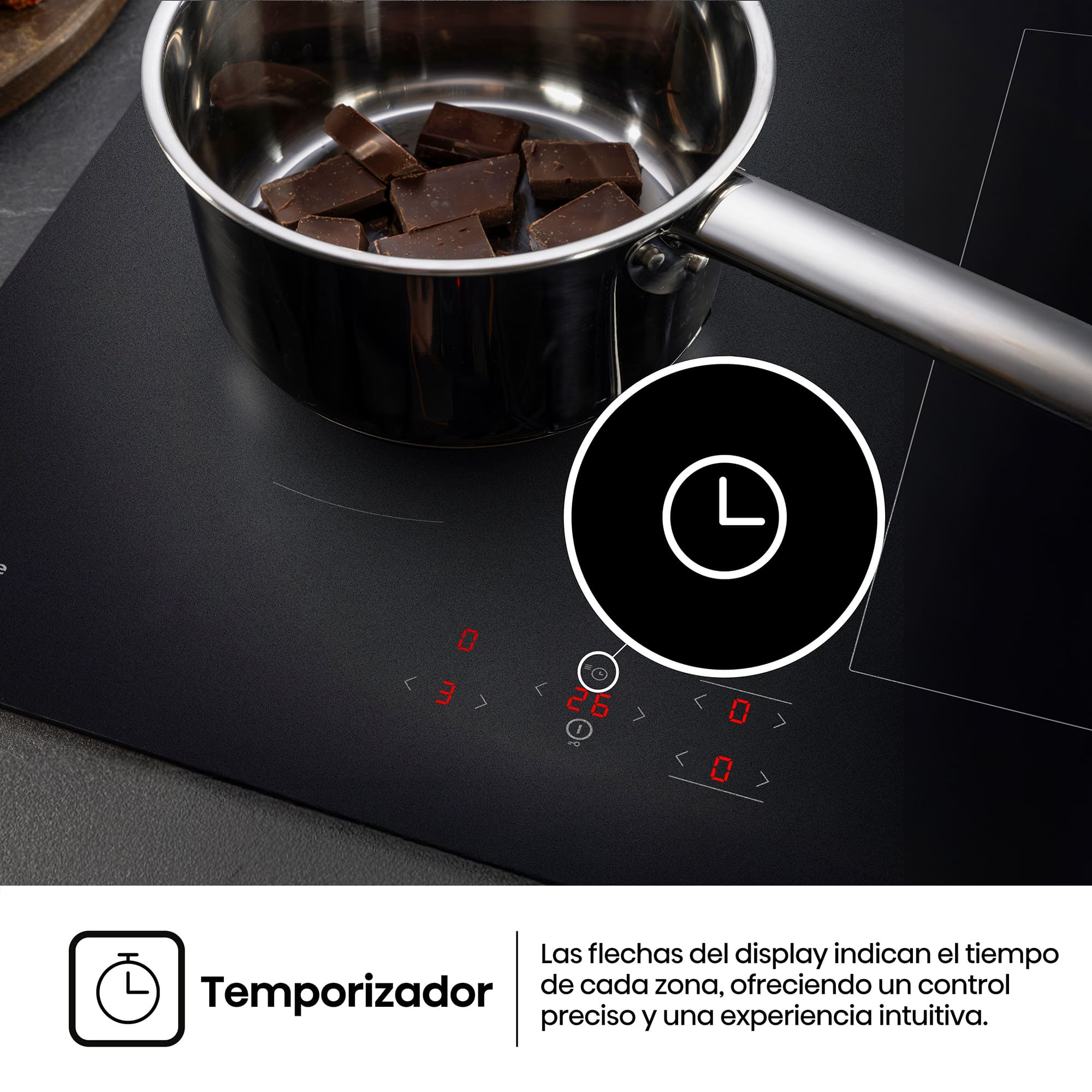 Hisense - HI6321MSC – Placa Inducción Hisense, 4 Zonas, Potencia 7360W, Color Negro Mate