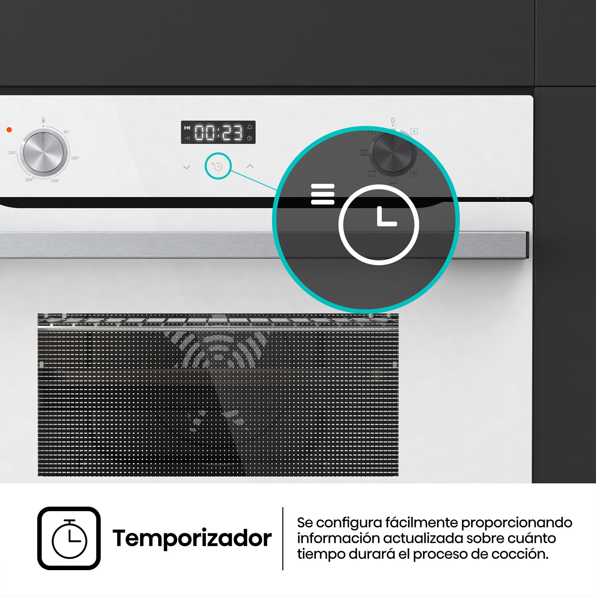 Hisense - BI44221AWG – Horno Compacto, Clase A, Capacidad 49L, Color Cristal Blanco