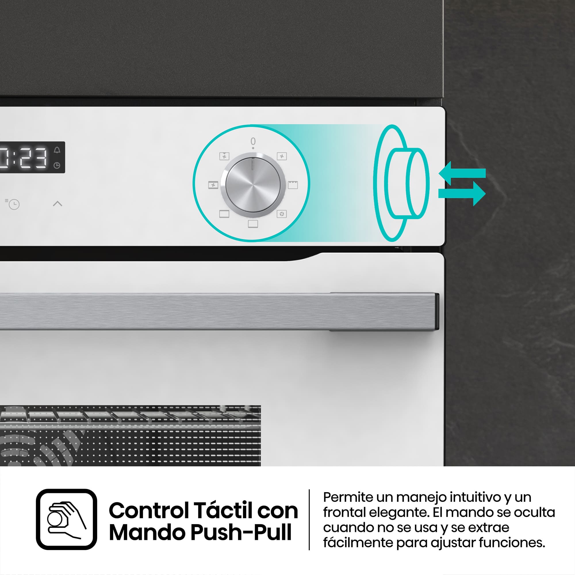 Hisense - BI44221AWG – Horno Compacto, Clase A, Capacidad 49L, Color Cristal Blanco