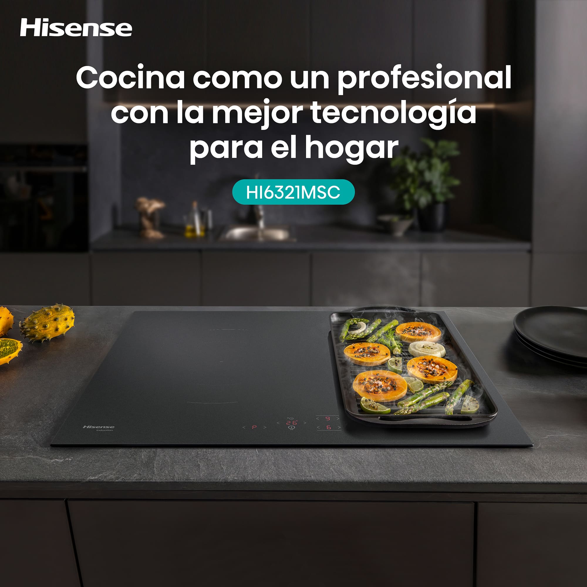 Hisense - HI6321MSC – Placa Inducción Hisense, 4 Zonas, Potencia 7360W, Color Negro Mate