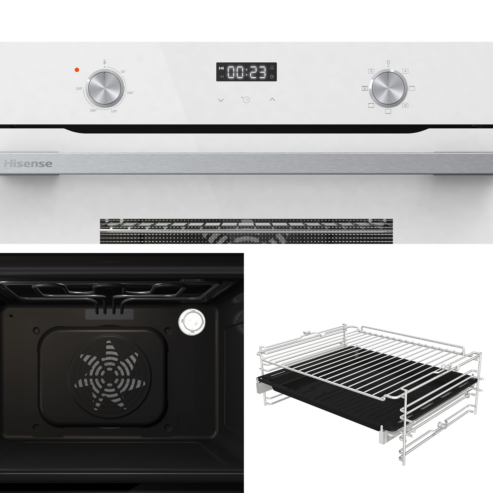 Hisense - BI44221AWG – Horno Compacto, Clase A, Capacidad 49L, Color Cristal Blanco