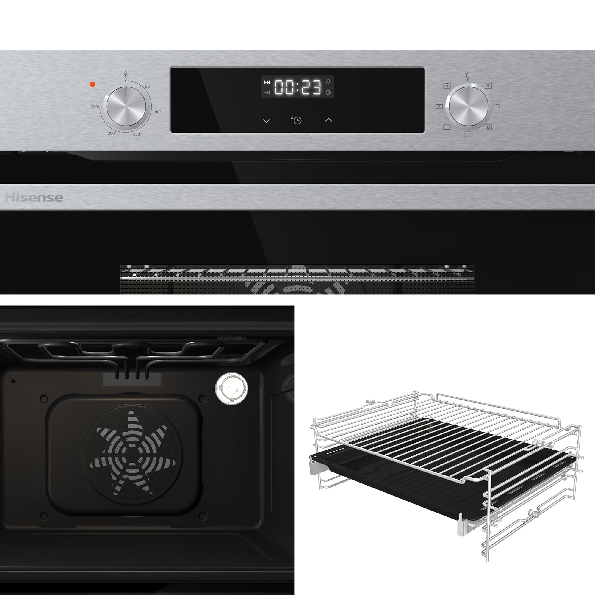 Hisense - BI44221AX – Horno Compacto, Clase A, Capacidad 49L, Color Inox