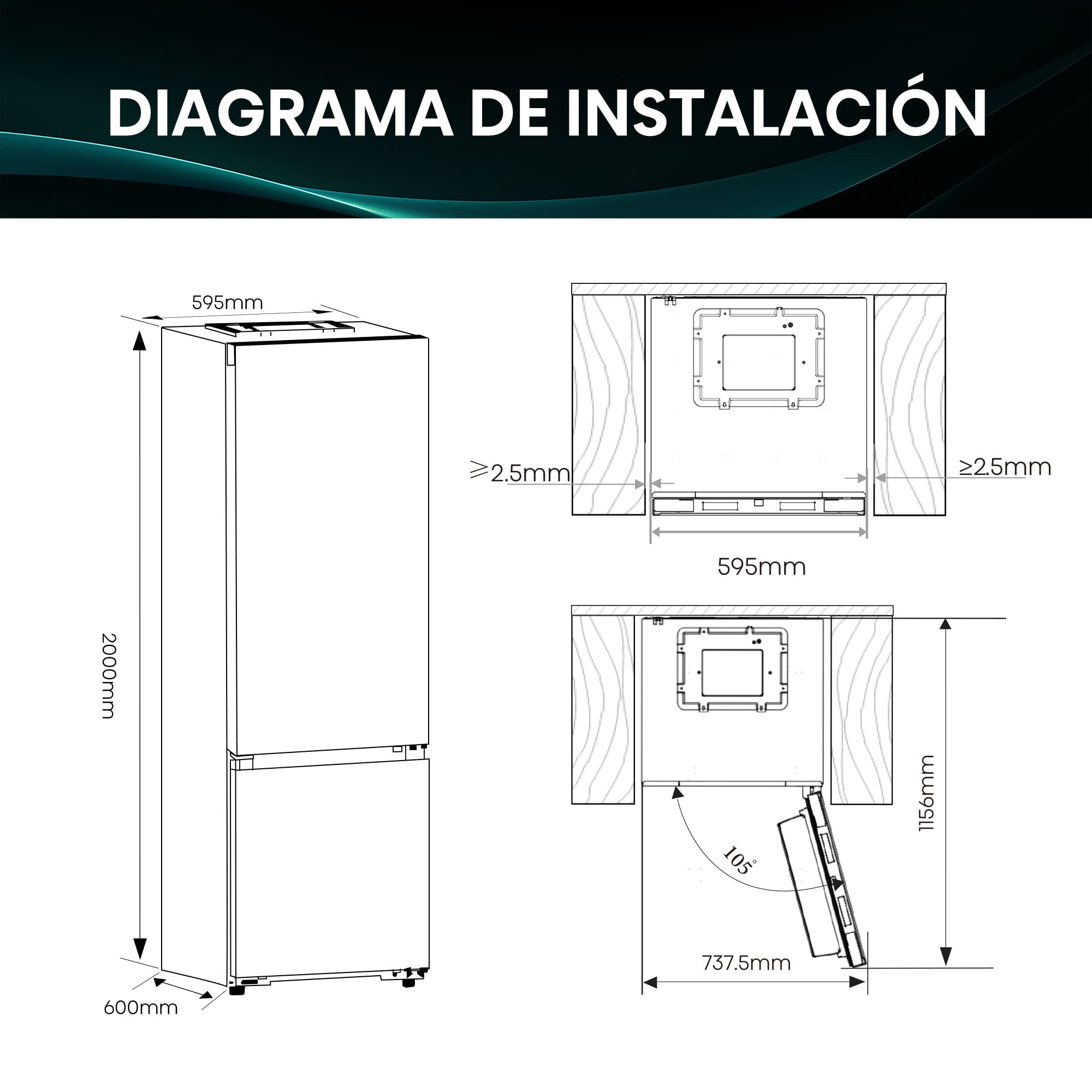 Hisense - RB370K3ASC – Frigorífico Combi 2 Puertas De Kitchenfit, Clase C, Capacidad 365L, Color Inox