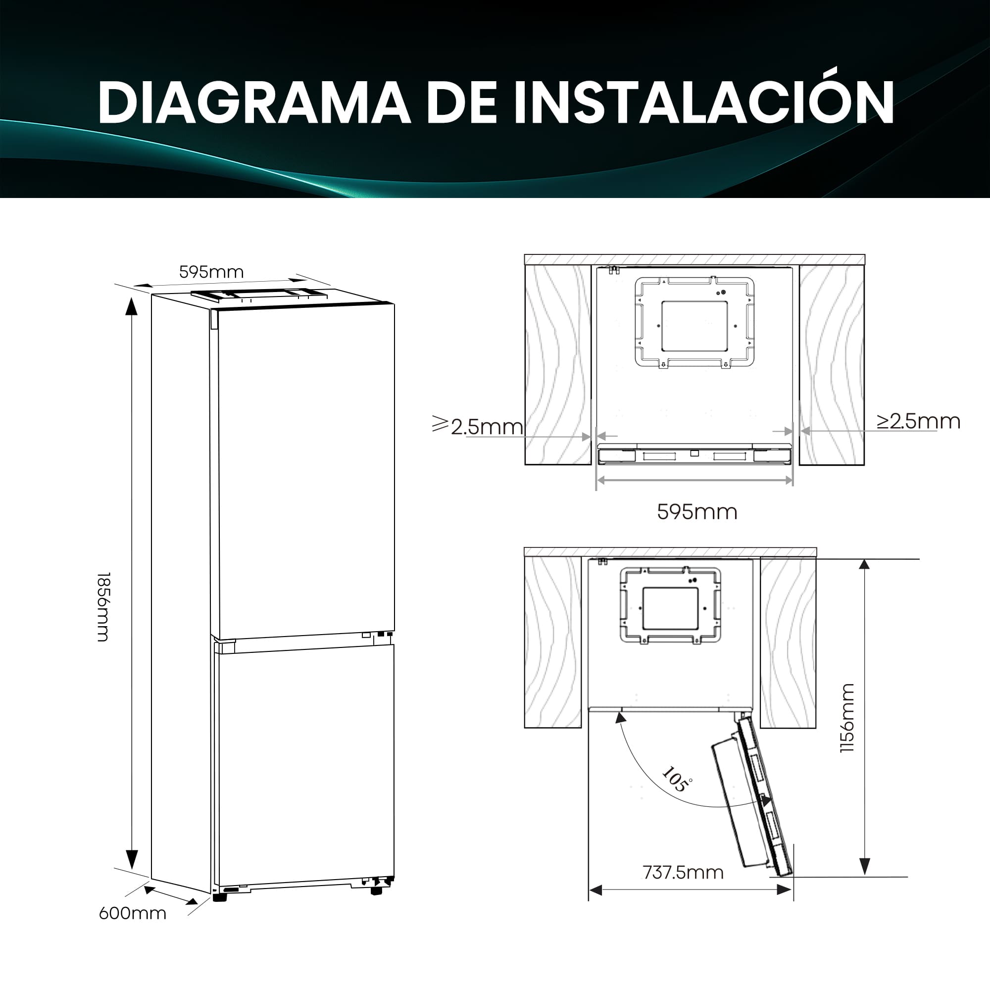 Hisense - RB330K3EWD – Frigorífico Combi 2 Puertas De Kitchenfit, Clase D, Capacidad 330L, Color Blanco
