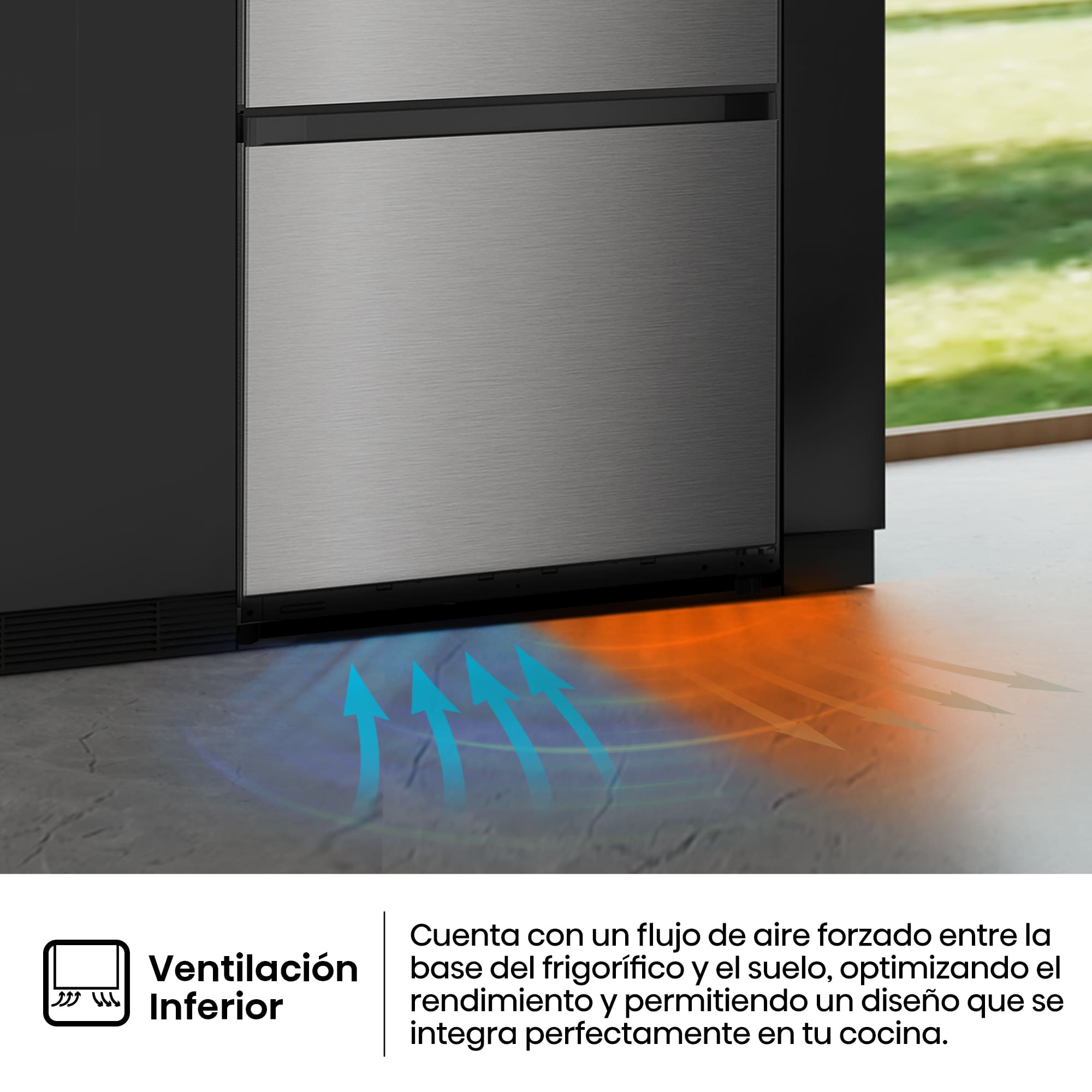 Hisense - RM360K3ASC1 – Frigorífico Combi 3 Puertas De Kitchenfit, Clase C , Capacidad 365L, Color Inox