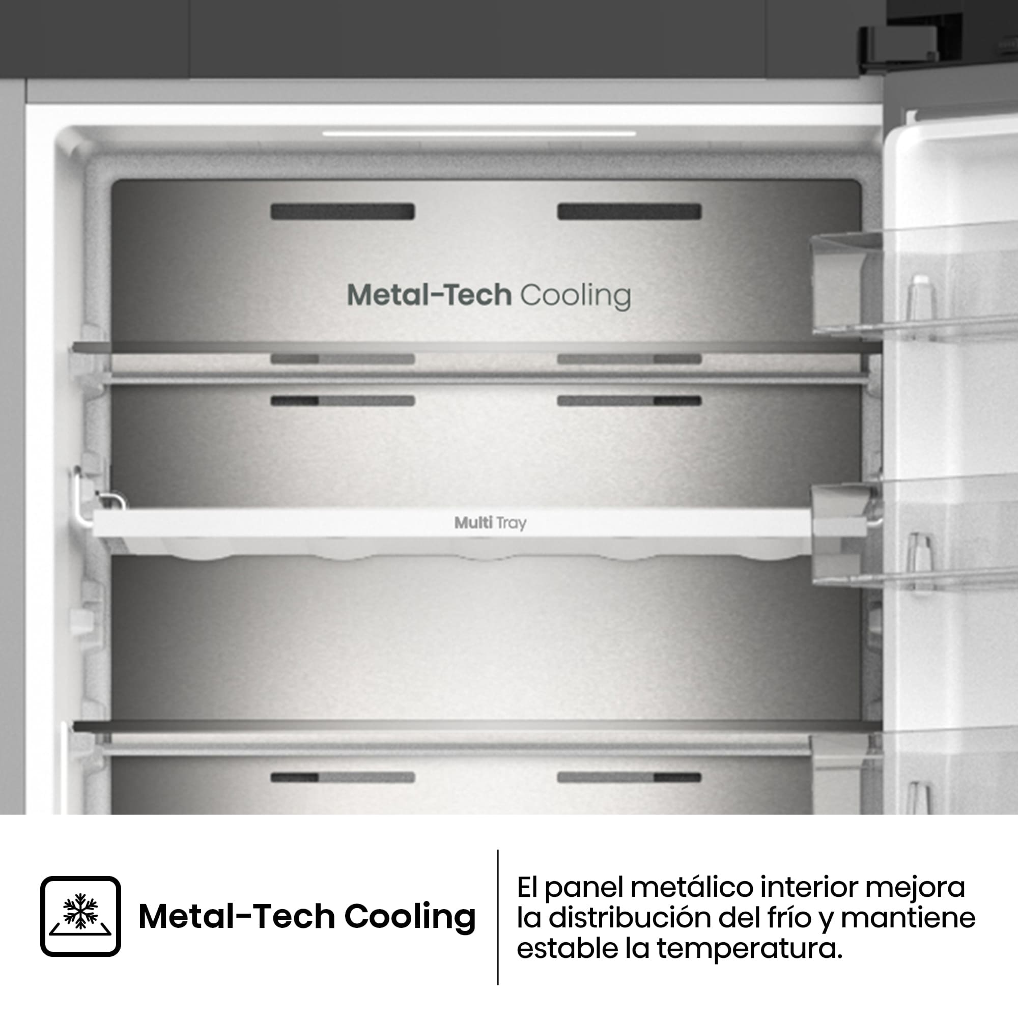 Hisense - RM360K3ASC1 – Frigorífico Combi 3 Puertas De Kitchenfit, Clase C , Capacidad 365L, Color Inox