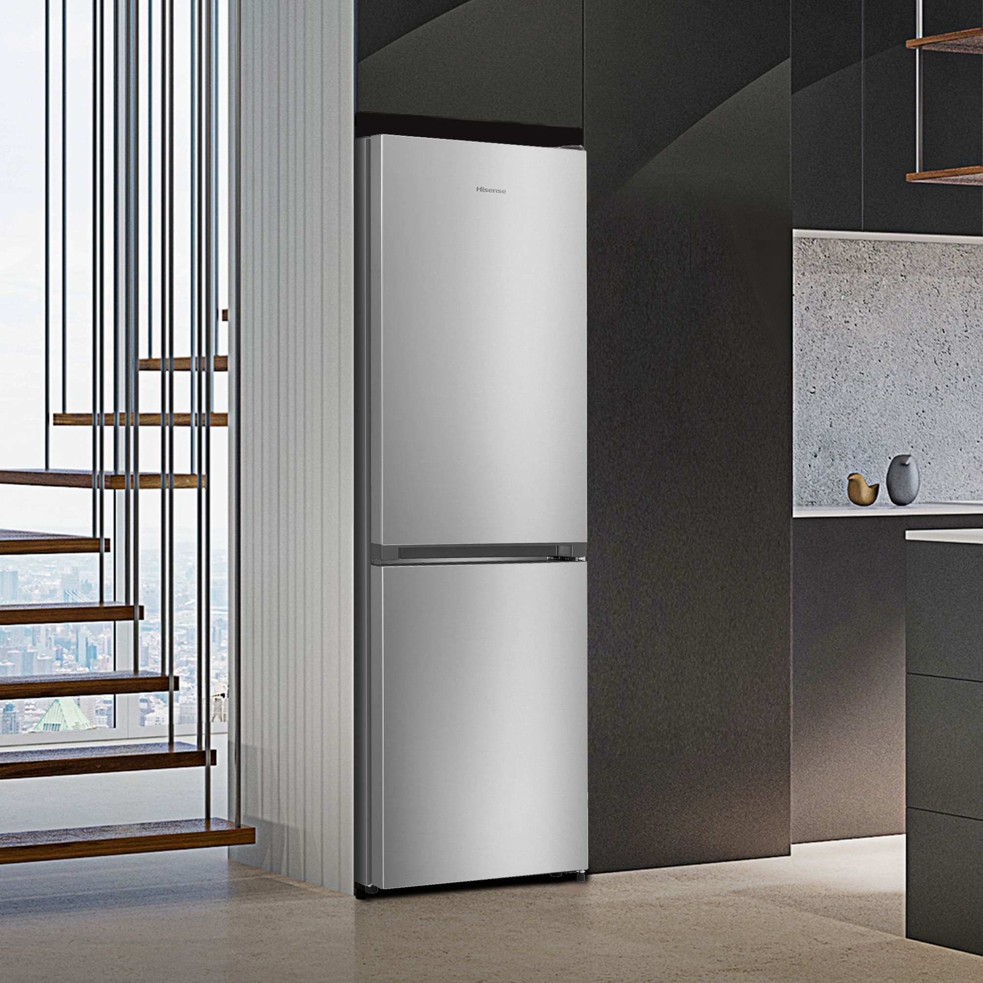 Hisense - RB255N3SD – Frigorífico Combi 2 Puertas De Libre Instalación, Clase D, Capacidad 255L, Color Inox
